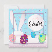 Prettig Pasen Lentebloemen Mooie Konijn Paaseieren Feestdagenkaart (Voorkant)