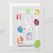 Prettig Pasen Lentebloemen Mooie Konijn Paaseieren Feestdagenkaart (Voorkant / Achterkant)