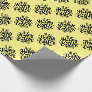 Prettig Pasen Lettertype met Konijnenoren Cadeaupapier