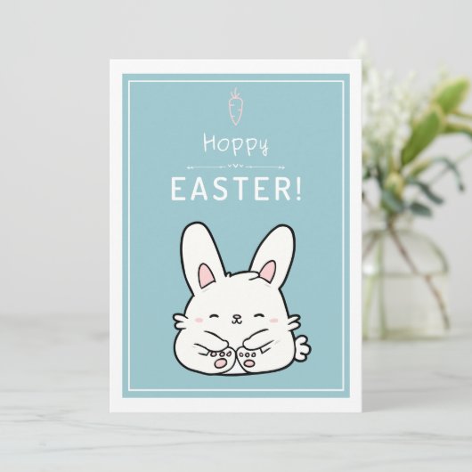 Prettig Pasen Lieve Baby Konijn Schattig Dier Grap Feestdagenkaart (Staand voorkant)