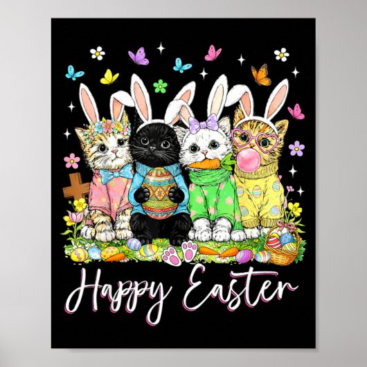 Prettig Pasen lieve kattenliefhebber konijn Pasen  Poster (Voorkant)