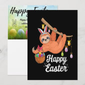 Prettig Pasen Luiaard Plat Holiday Kaart (Voorkant / Achterkant)