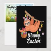 Prettig Pasen luiaard uitnodiging (Voorkant / Achterkant)
