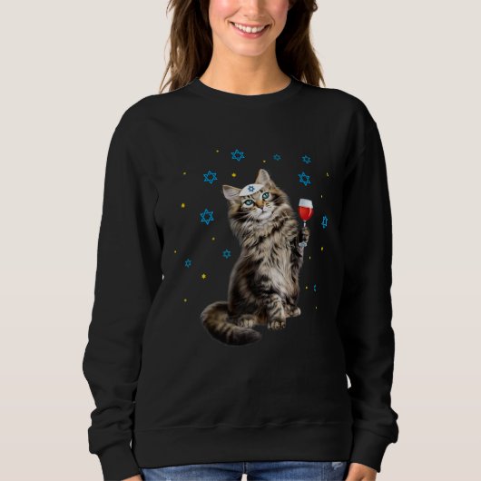 Prettig Pasen Maine Coon Kat Seder Joodse Feestda Trui (Voorkant)