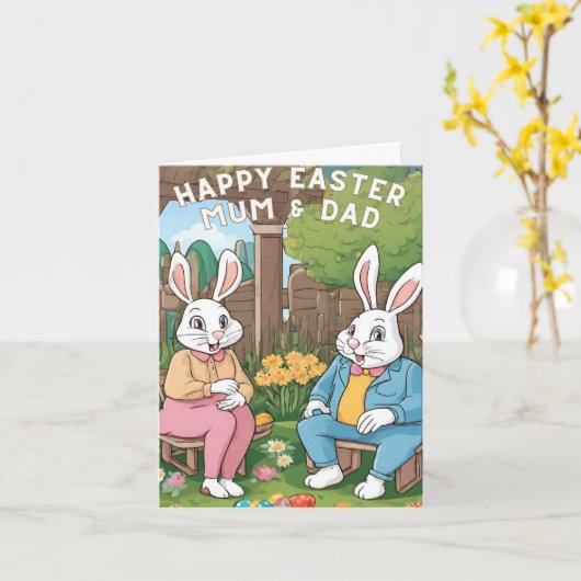 Prettig Pasen Mam & Pap Kaart (Gele Bloem)