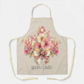 Prettig Pasen Meerdere Bloemen en Strik Schort (Voorkant)