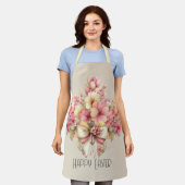 Prettig Pasen Meerdere Bloemen en Strik Schort (Gedragen)