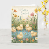 Prettig Pasen met baby eenden Kaart (Gele Bloem)