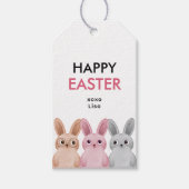 Prettig Pasen met drie schattige baby konijnen Cadeaulabel (Voorkant)