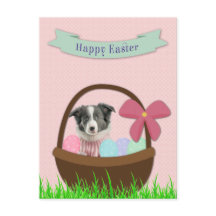 Prettig Pasen met hond in Paasmand Ansichtkaart