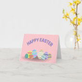 Prettig Pasen met kleurrijke eieren roze Kaart (Gele Bloem)