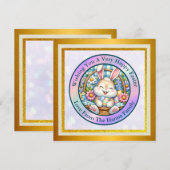 Prettig Pasen Met Knuffel Konijn, Eieren, en Bloem Kaart (Voorkant / Achterkant)