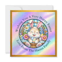 Prettig Pasen Met Knuffel Konijn, Eieren, en Bloem