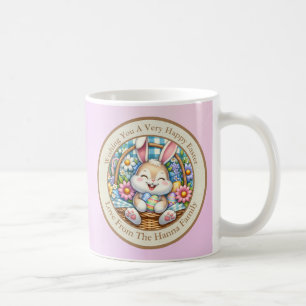 Prettig Pasen Met Knuffel Konijn, Eieren, en Bloem Koffiemok