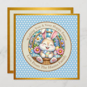 Prettig Pasen met knuffelkonijn, eieren en bloemen Kaart (Voorkant / Achterkant)