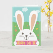 "prettig Pasen" met witte konijn wenskaart Kaart (Gele Bloem)