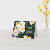 Prettig Pasen met witte narcissen Vakantie Kaart (Gele Bloem)