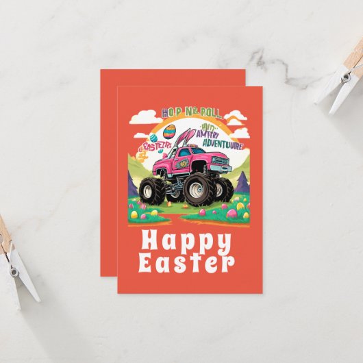 Prettig Pasen Monster Truck Avontuur  Kaart (Voorkant / Achterkant in situ)