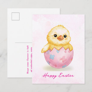 Prettig Pasen Mooie Baby Kuiken Waterverfkaart  Briefkaart