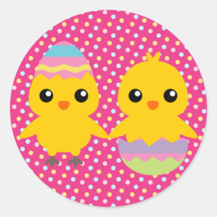 Prettig Pasen Mooie Kuikens Ronde Sticker