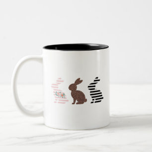 Prettig Pasen Mooie Pasen Luipaard Konijn  Tweekleurige Koffiemok