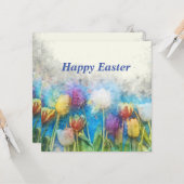 Prettig Pasen mooie tulpen Kaart (Voorkant / Achterkant in situ)