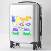 Prettig Pasen! Nep Vilt Wit of Helder Sticker (Koffer)