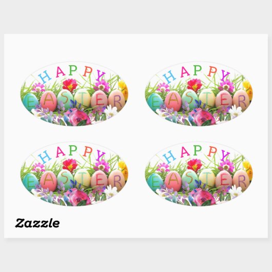Prettig Pasen Ovale Stickers (Vel)