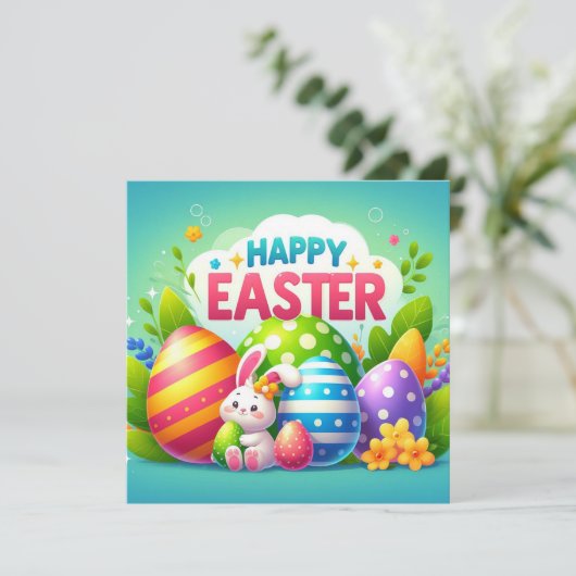 Prettig Pasen - Paaseieren in Pasteltinten Feestdagenkaart (Staand voorkant)