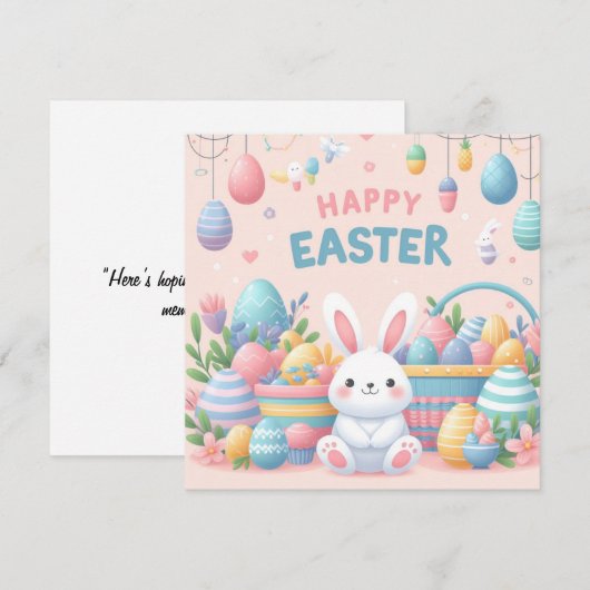 Prettig Pasen - Paaseieren in Pasteltinten Feestdagenkaart (Voorkant / Achterkant)