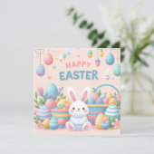 Prettig Pasen - Paaseieren in Pasteltinten Feestdagenkaart (Staand voorkant)