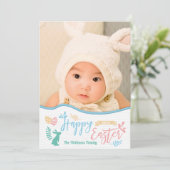 Prettig Pasen | Paashaas Foto Vakantiekaart Feestdagenkaart (Staand voorkant)