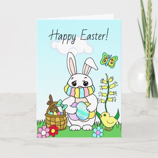 Prettig Pasen, Paashaas met Mondkapje Kaart (Voorkant)