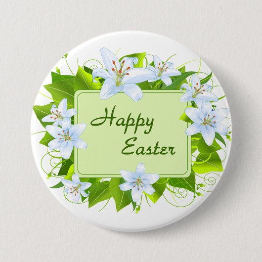 Prettig Pasen, Paaslelies Ronde Button 7,6 Cm (Voorkant)