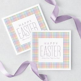 Prettig Pasen pastel geruit aanpasbaar lente Servet