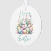 Prettig Pasen pastel Paashaas Ei aquarel Ornament (voorkant)