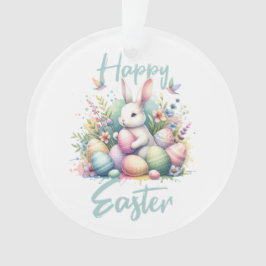 Prettig Pasen pastel Paashaas Ei aquarel Ornament