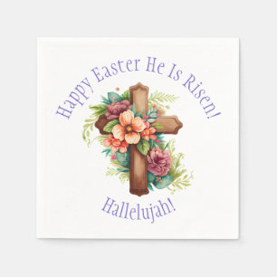 Prettig Pasen Religieus Hij Is Opgewekt Hallelujah Servet