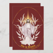 Prettig Pasen, Religieus - Hij is verrezen Feestdagenkaart (Voorkant / Achterkant)
