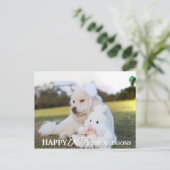 PRETTIG PASEN Retriever Hond Puppy Konijnenoren FO Feestdagenkaart (Staand voorkant)
