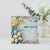 Prettig Pasen retro wenskaart Feestdagenkaart (Staand voorkant)