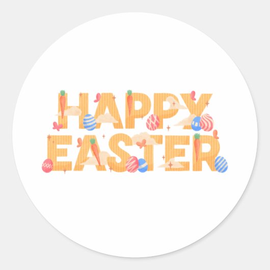 Prettig Pasen Ronde Sticker (Voorkant)