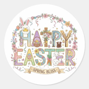 PRETTIG PASEN RONDE STICKER
