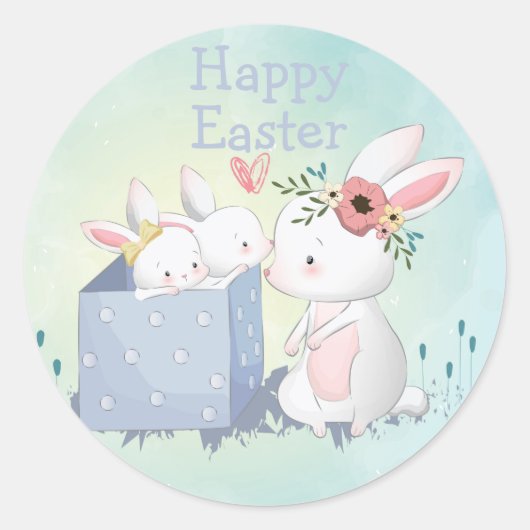 Prettig Pasen Ronde Sticker (Voorkant)