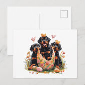 Prettig Pasen Rottweiler Honden Feestdagenkaart (Voorkant / Achterkant)