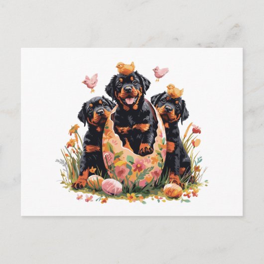 Prettig Pasen Rottweiler Honden Feestdagenkaart (Voorkant)
