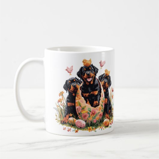 Prettig Pasen Rottweiler Honden Koffiemok (Links)
