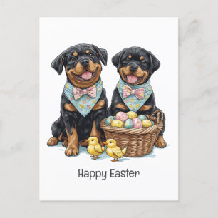 Prettig Pasen Rottweiler Honden Pasen Mand Feestdagenkaart