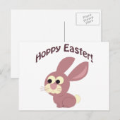 Prettig Pasen Roze Konijn Feestdagenkaart (Voorkant / Achterkant)