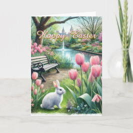 Prettig Pasen Roze Tulpen Vouwbare Wenskaart Kaart